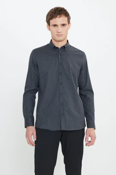 Slim Fit Narrow Cut Classic Collar Textured Shirt - 3