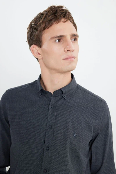 Slim Fit Narrow Cut Classic Collar Textured Shirt - 4