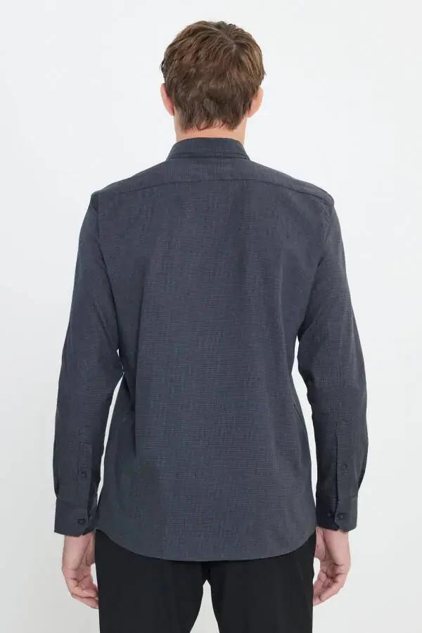 Slim Fit Narrow Cut Classic Collar Textured Shirt - 6