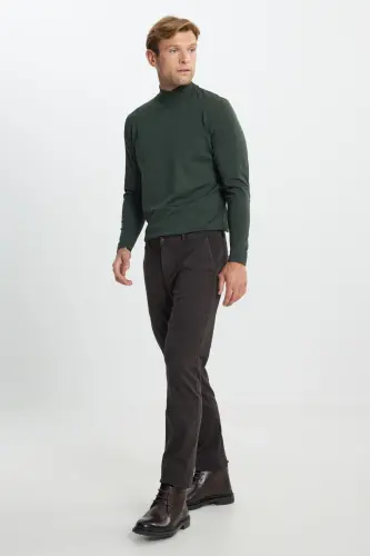 Slim Fit Narrow Cut Cotton Flexible Textured Side Pocket Brown Pants - ALTINYILDIZ CLASSICS (1)