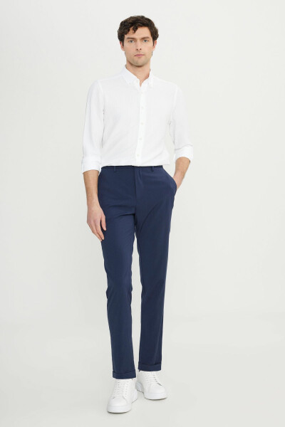 Slim Fit Narrow Cut Elastic Waist Side Pocket Flexible Cas - 3