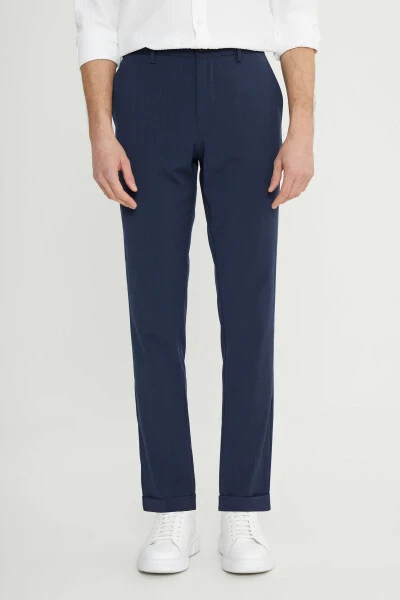 Slim Fit Narrow Cut Elastic Waist Side Pocket Flexible Cas - 2