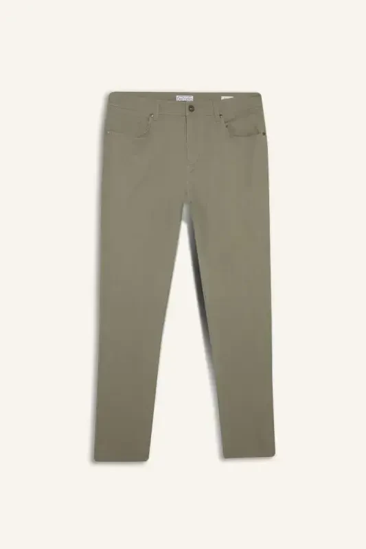 Slim Fit Narrow Cut Slim Leg Trousers-Light Khaki - 8