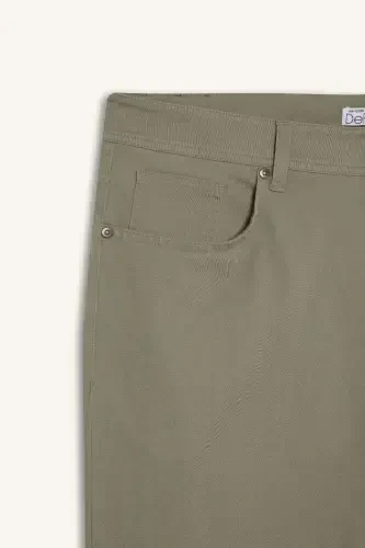 Slim Fit Narrow Cut Slim Leg Trousers-Light Khaki - 9