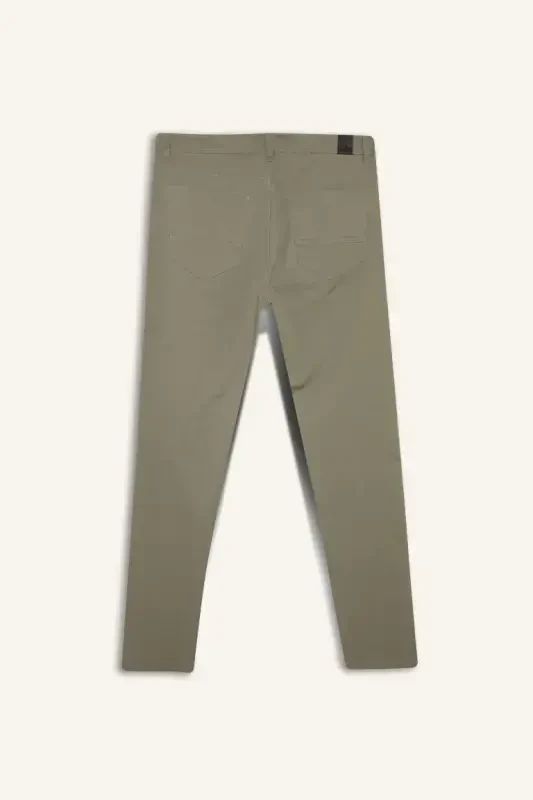 Slim Fit Narrow Cut Slim Leg Trousers-Light Khaki - 10