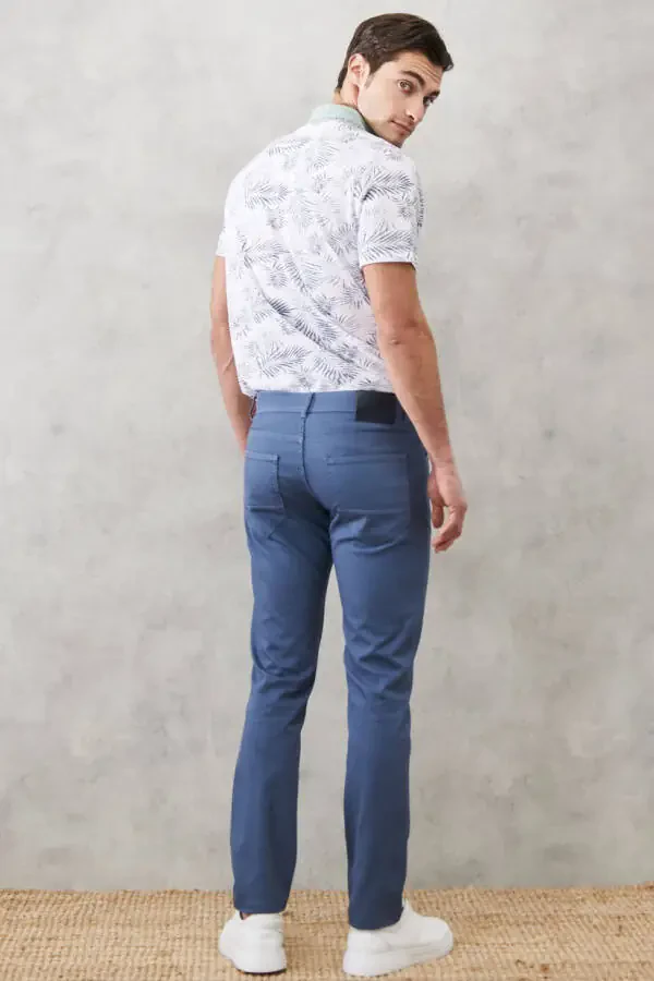 Slim Fit Narrow Cut Textured Flexible 5 Pocket Casual Trousers - 6