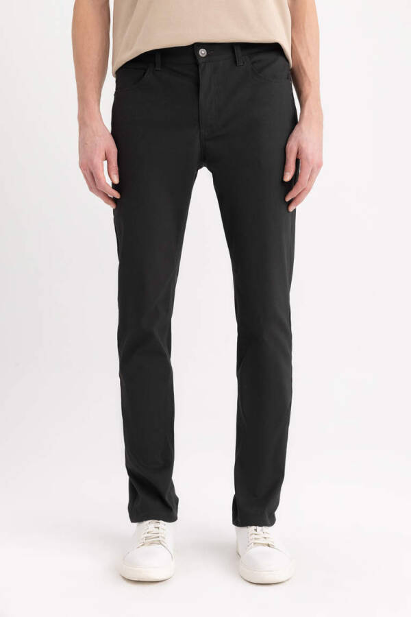 Slim Fit Narrow Leg Chino Canvas Pants Dark Anthracite - 4