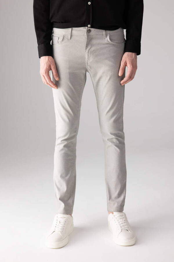 Slim Fit Narrow Leg Chino Canvas Trousers Grey - 4