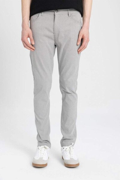 Slim Fit Narrow Leg Chino Canvas Trousers Grey - 9