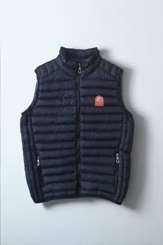 Slim Fit Navy Blue Men's Puffer Vest - 3