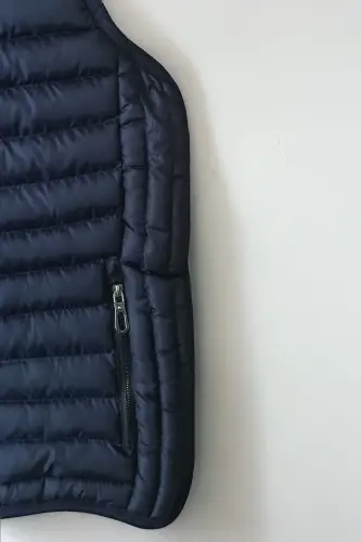 Slim Fit Navy Blue Men's Puffer Vest - 5