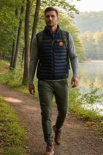 Slim Fit Navy Blue Men's Puffer Vest - MODACIX (1)