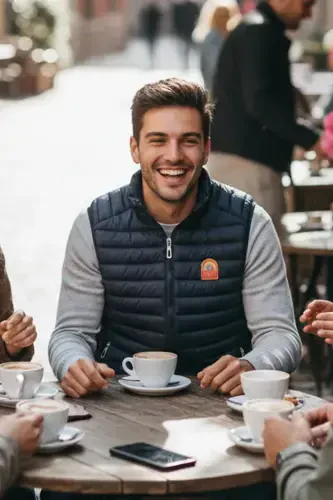 Slim Fit Navy Blue Men's Puffer Vest - 4