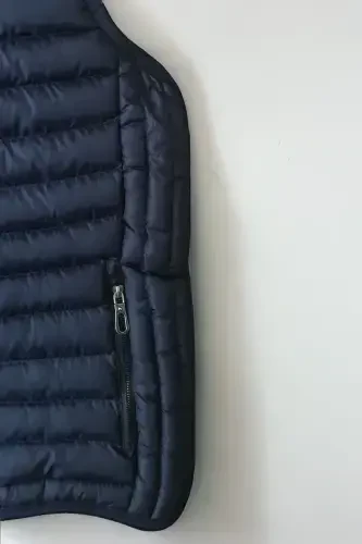 Slim Fit Navy Blue Men's Puffer Vest - 5