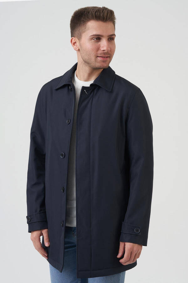 Slim Fit Navy Coat - 4