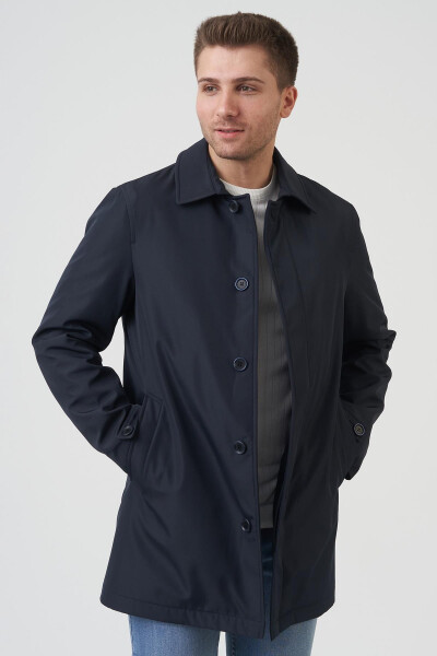 Slim Fit Navy Coat - 6