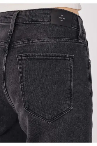 Slim fit, normal waist, grey women's jeans. - 5