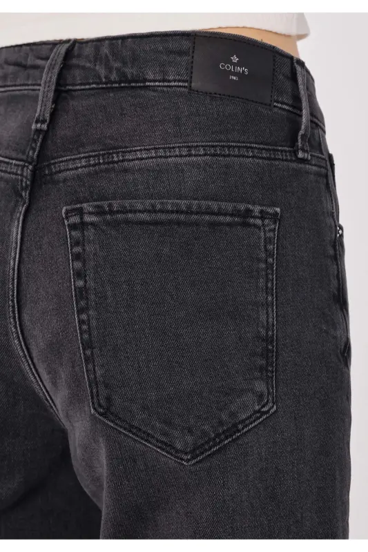 Slim fit, normal waist, grey women's jeans. - 5