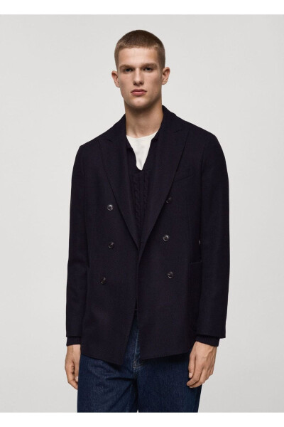 Slim-fit notched lapel double-breasted blazer - MANGO MAN