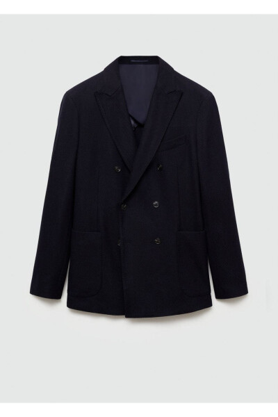 Slim-fit notched lapel double-breasted blazer - 3