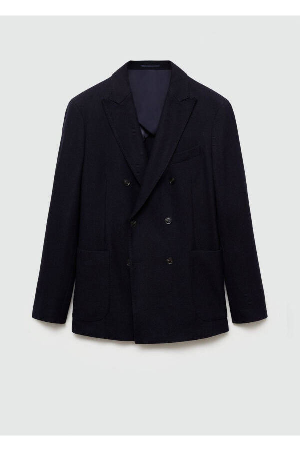 Slim-fit notched lapel double-breasted blazer - 3