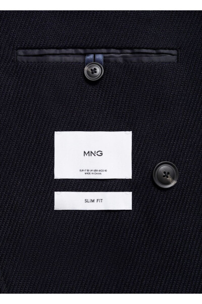 Slim-fit notched lapel double-breasted blazer - 8