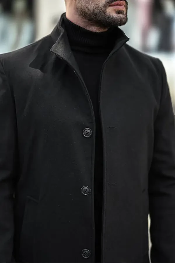 Slim fit, notched lapel, long cashmere coat. - 6