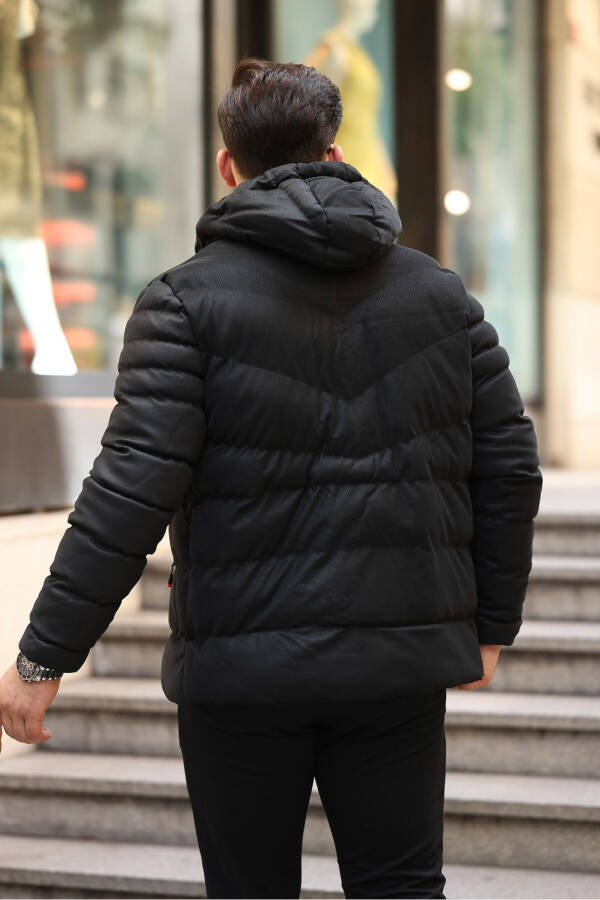 Slim Fit Nubuck Puffer Jacket with Hood - 9