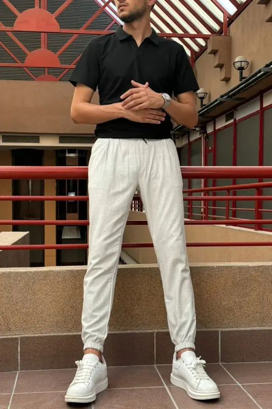 Slim Fit, Old Money Culture, Flexible, Pleated, Elastic Waistband and Cuffs, Jogger Pants 24INP199D - 6