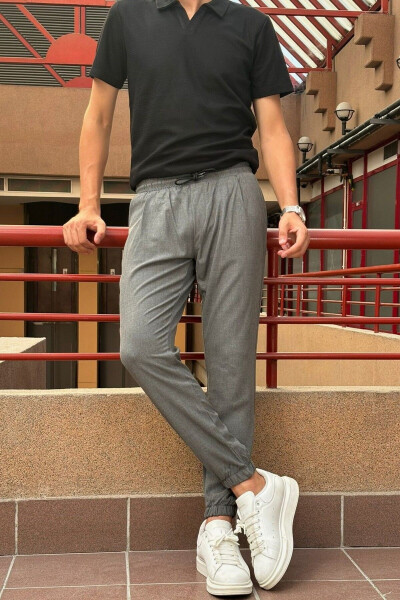 Slim Fit, Old Money Culture, Flexible, Pleated, Elastic Waistband and Cuffs, Jogger Pants 24INP199D - 11