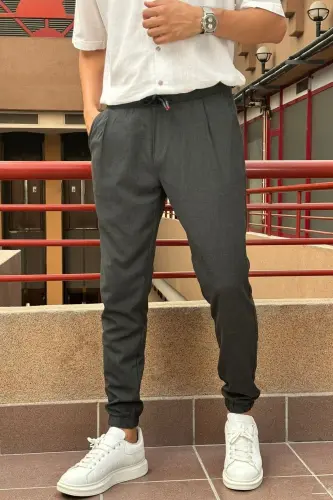 Slim Fit, Old Money Culture, Stretchy, Pleated, Elastic Waist and Cuff Jogger Pants 24INP199D - 6