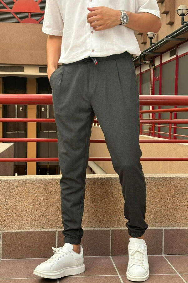 Slim Fit, Old Money Madaniyati, Elastik, Burmali, Bel-Oyoq Lastikli, Jogger Shimim 24INP199D - 8