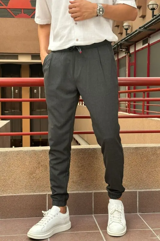 Slim Fit, Old Money Madaniyati, Elastik, Burmali, Bel-Oyoq Lastikli, Jogger Shimim 24INP199D - 12