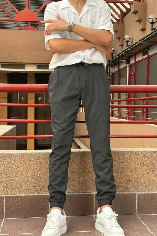 Slim Fit, Old Money Madaniyati, Elastik, Burmali, Bel-Oyoq Lastikli, Jogger Shimim 24INP199D - 13