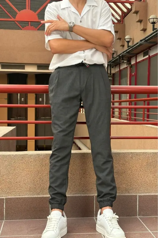 Slim Fit, Old Money Madaniyati, Elastik, Burmali, Bel-Oyoq Lastikli, Jogger Shimim 24INP199D - 7