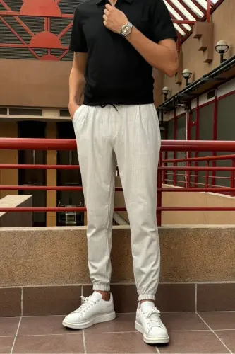 Slim Fit, Old Money Madaniyati, Elastik, Burmali, Bel-Oyoq Lastikli, Jogger Shimim 24INP199D - 10