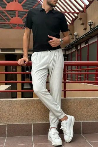 Slim Fit, Old Money Madaniyati, Elastik, Burmali, Bel-Oyoq Lastikli, Jogger Shimim 24INP199D - 12