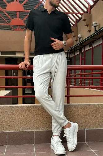 Slim Fit, Old Money Madaniyati, Elastik, Burmali, Bel-Oyoq Lastikli, Jogger Shimim 24INP199D - 4