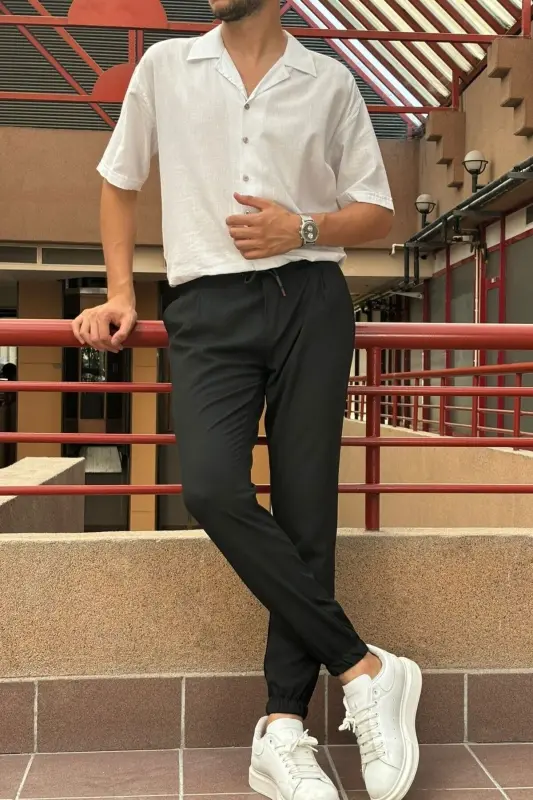 Slim Fit, Old Money Madaniyati, Elastik, Burmali, Bel-Oyoq Lastikli Jogger Shimini 24INP199D - 9