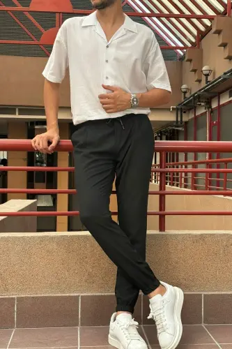 Slim Fit, Old Money Madaniyati, Elastik, Burmali, Bel-Oyoq Lastikli Jogger Shimini 24INP199D - INPOOL (1)