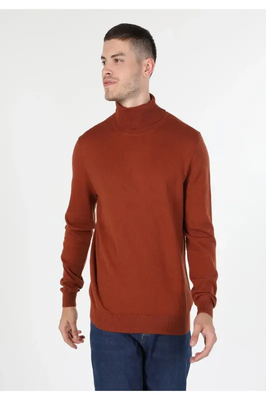 Slim Fit Orange Men's Sweater - 4