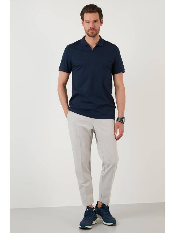 İndigo Slim Fit Pamuklu Polo Tişört 5902141-İndigo - 4