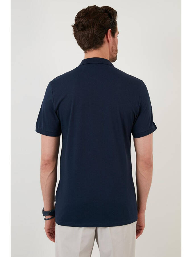 İndigo Slim Fit Pamuklu Polo Tişört 5902141-İndigo - 5