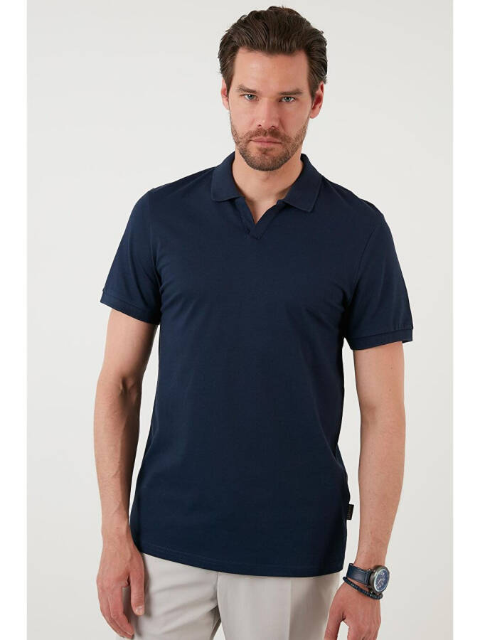 İndigo Slim Fit Pamuklu Polo Tişört 5902141-İndigo - 6