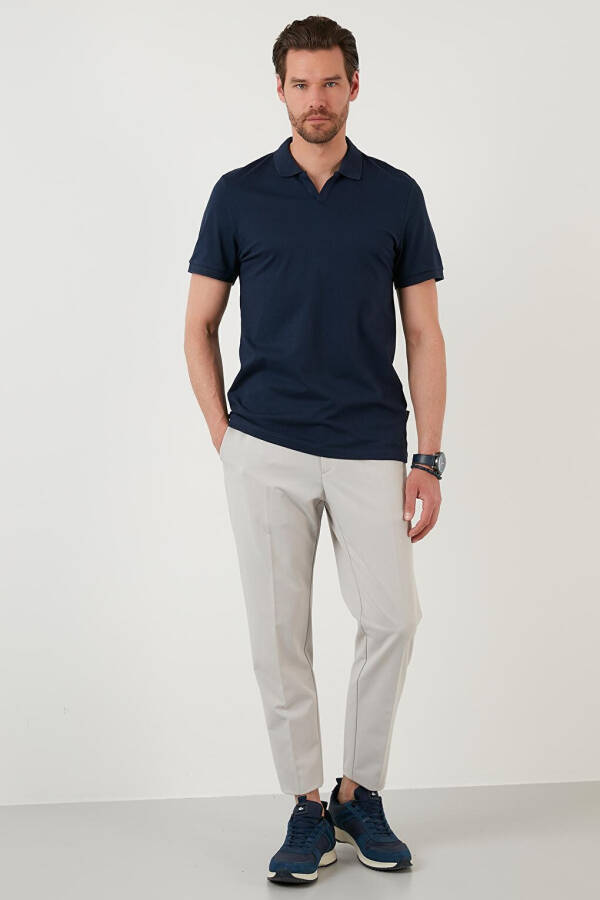 İndigo Slim Fit Pamuklu Polo Tişört 5902141-İndigo - 10