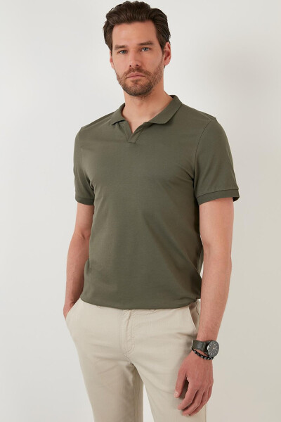 Haki Slim Fit Pamuklu Polo Tişört 5902141-Haki - 13