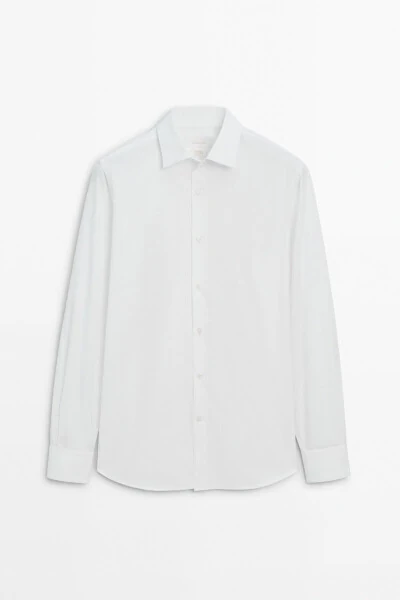 Slim fit pamuklu poplin gömlek - 5