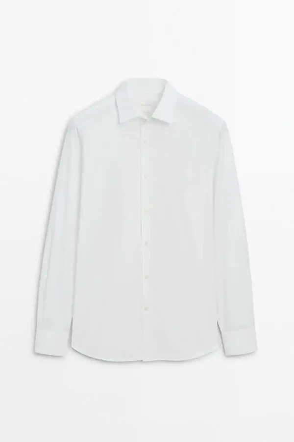 Slim fit pamuklu poplin gömlek - 5