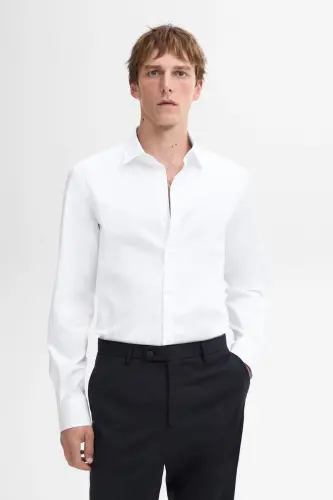 Slim fit %100 pamuklu poplin gömlek - MASSIMO DUTTI (1)