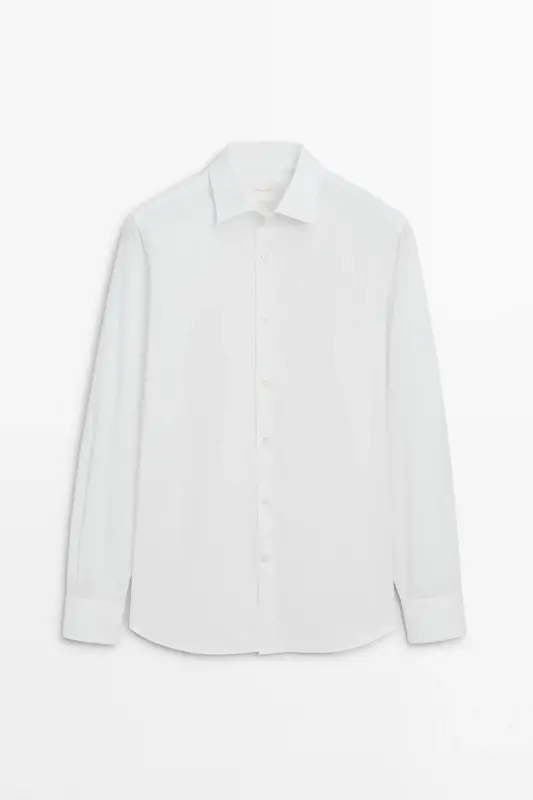 Slim fit %100 pamuklu poplin gömlek - 5